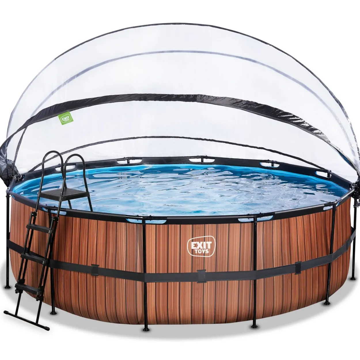 EXIT Wood Pool ø450x122cm mit Sandfilterpumpe und Abdeckung - Braun
