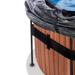 EXIT Wood Pool ø450x122cm mit Sandfilterpumpe und Abdeckung - Braun