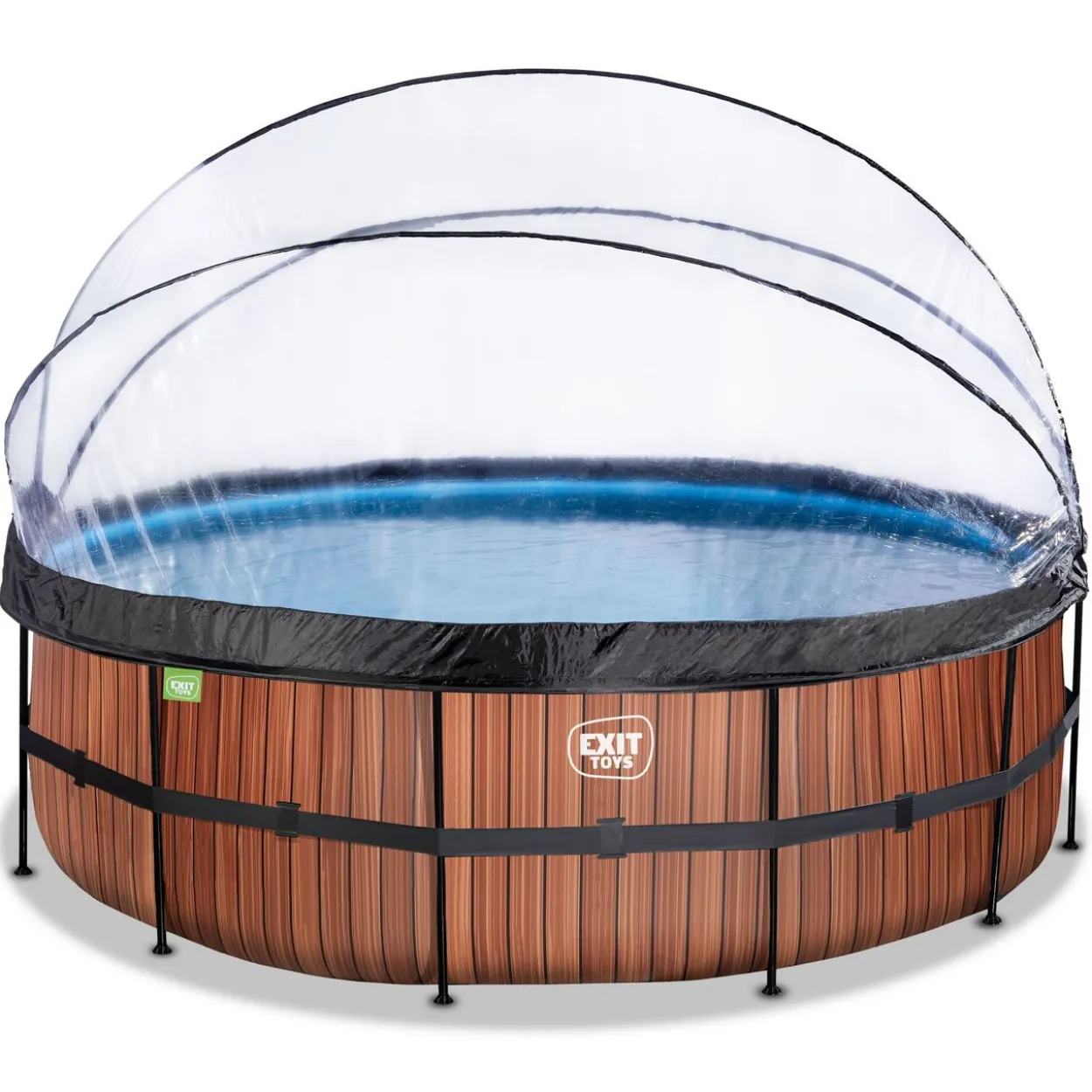 EXIT Wood Pool ø450x122cm mit Sandfilterpumpe und Abdeckung - Braun