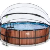 EXIT Wood Pool ø488x122cm mit Sandfilterpumpe und Abdeckung - Braun