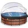 EXIT Wood Pool ø427x122cm mit Sandfilterpumpe und Abdeckung - Braun