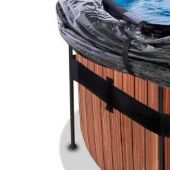 EXIT Wood Pool ø427x122cm mit Sandfilterpumpe und Abdeckung - Braun