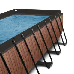 EXIT Wood Pool 540x250x122cm mit Sandfilterpumpe und Abdeckung - Braun