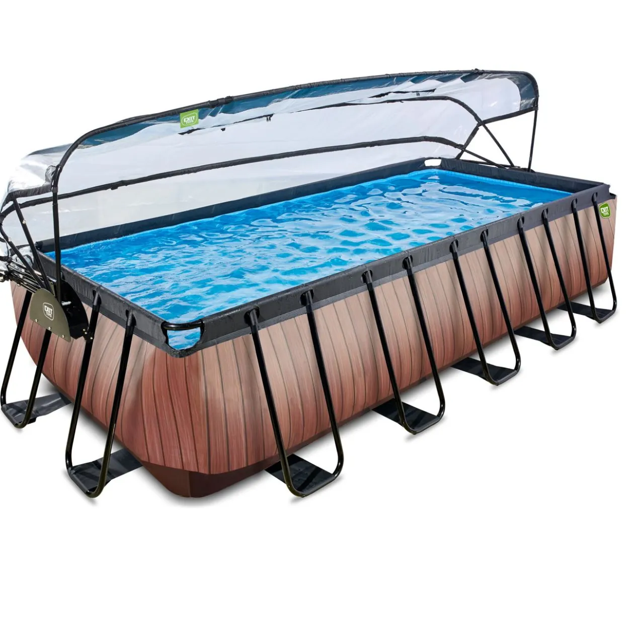EXIT Wood Pool 540x250x122cm mit Sandfilterpumpe und Abdeckung - Braun