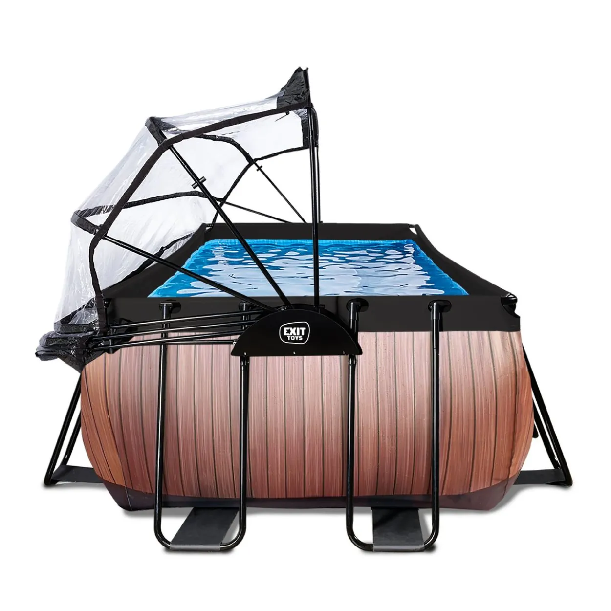 EXIT Wood Pool 540x250x122cm mit Sandfilterpumpe und Abdeckung - Braun