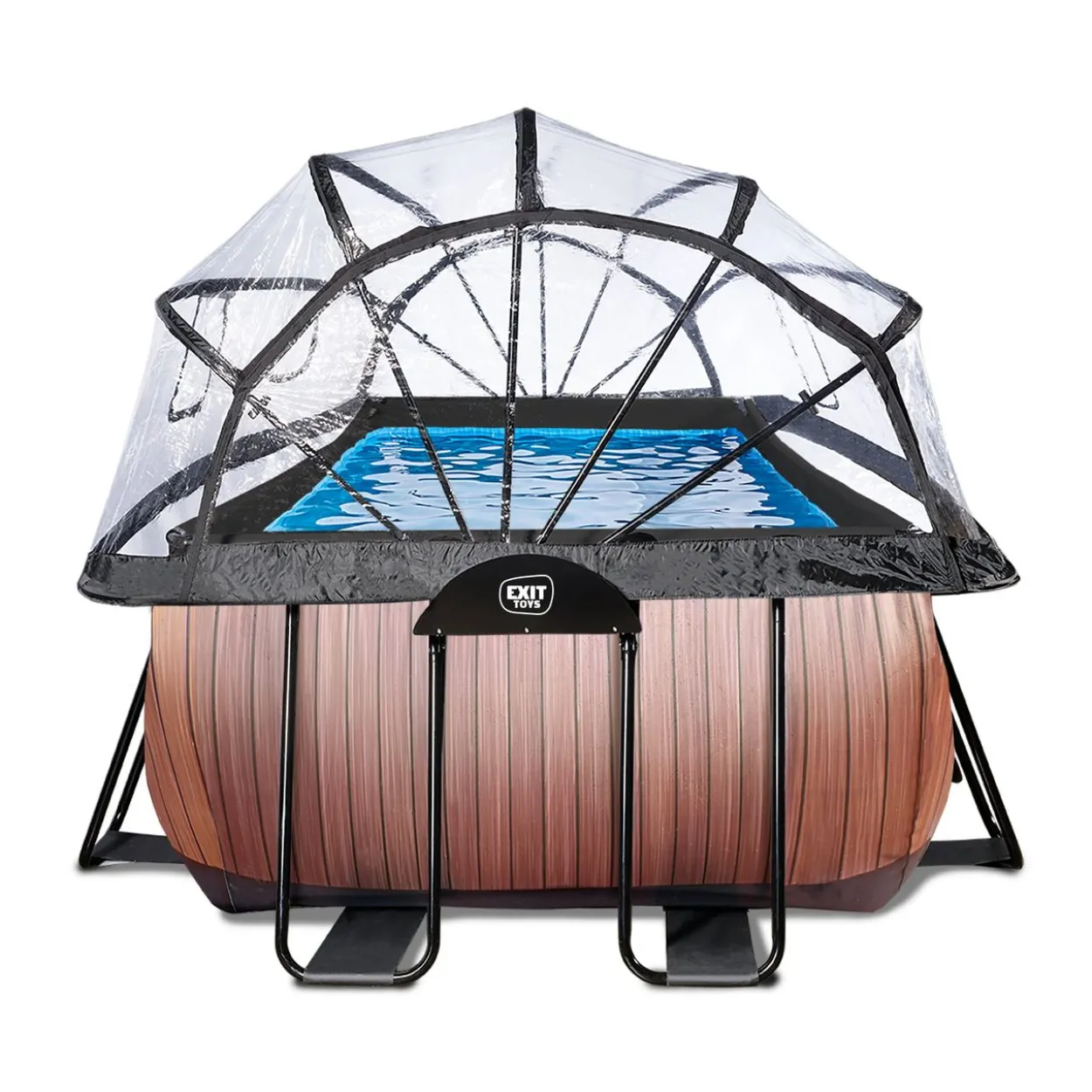 EXIT Wood Pool 540x250x122cm mit Sandfilterpumpe und Abdeckung - Braun