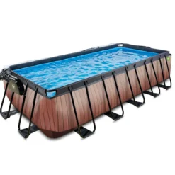 EXIT Wood Pool 540x250x122cm mit Sandfilterpumpe und Abdeckung - Braun
