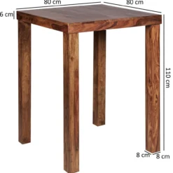Exklusiver Massiver Bartisch 80 cm Tisch Sheesham