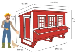 Extra Großer Hühnerstall EZ Chicken Home 3,78 m², Rot hergestellt in EU