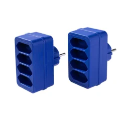 4-fach Steckdosenadapter - Blau, 2er-Set