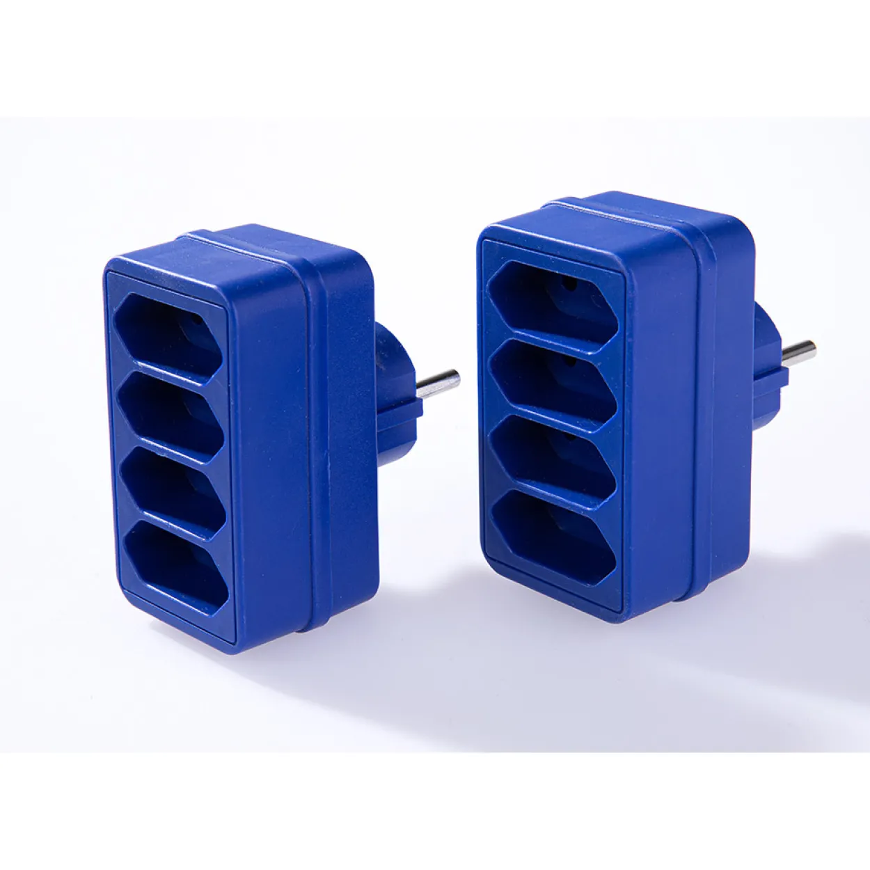4-fach Steckdosenadapter - Blau, 2er-Set