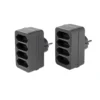 4-fach Steckdosenadapter - Grau, 2er-Set