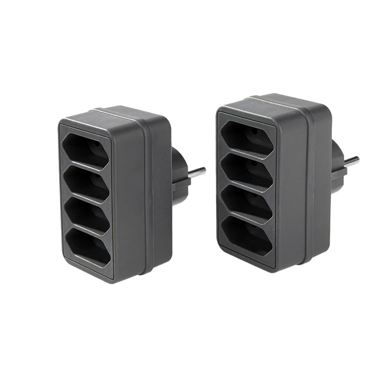4-fach Steckdosenadapter - Grau, 2er-Set