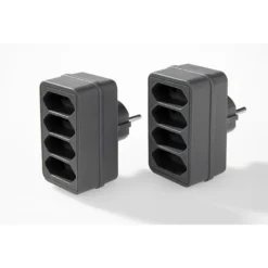 4-fach Steckdosenadapter - Grau, 2er-Set