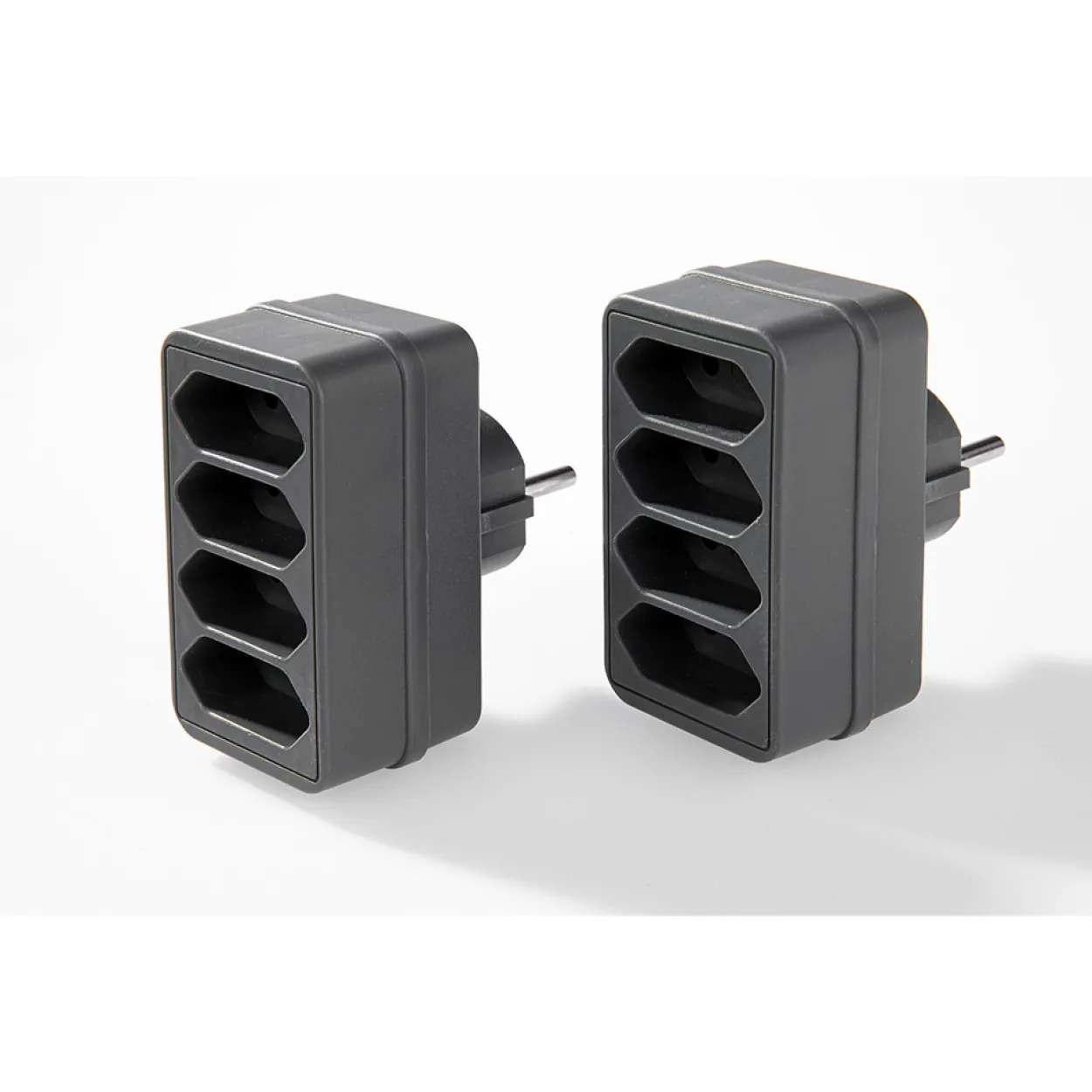 4-fach Steckdosenadapter - Grau, 2er-Set