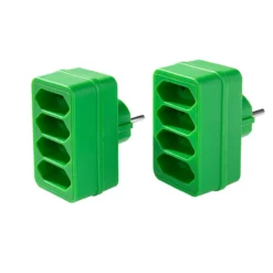 4-fach Steckdosenadapter - Grün, 2er-Set