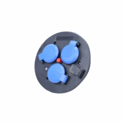 3-fach Steckdoseneinsatz blau für Kabeltrommeln, USB, Thermoschutz, IP44, 230 V