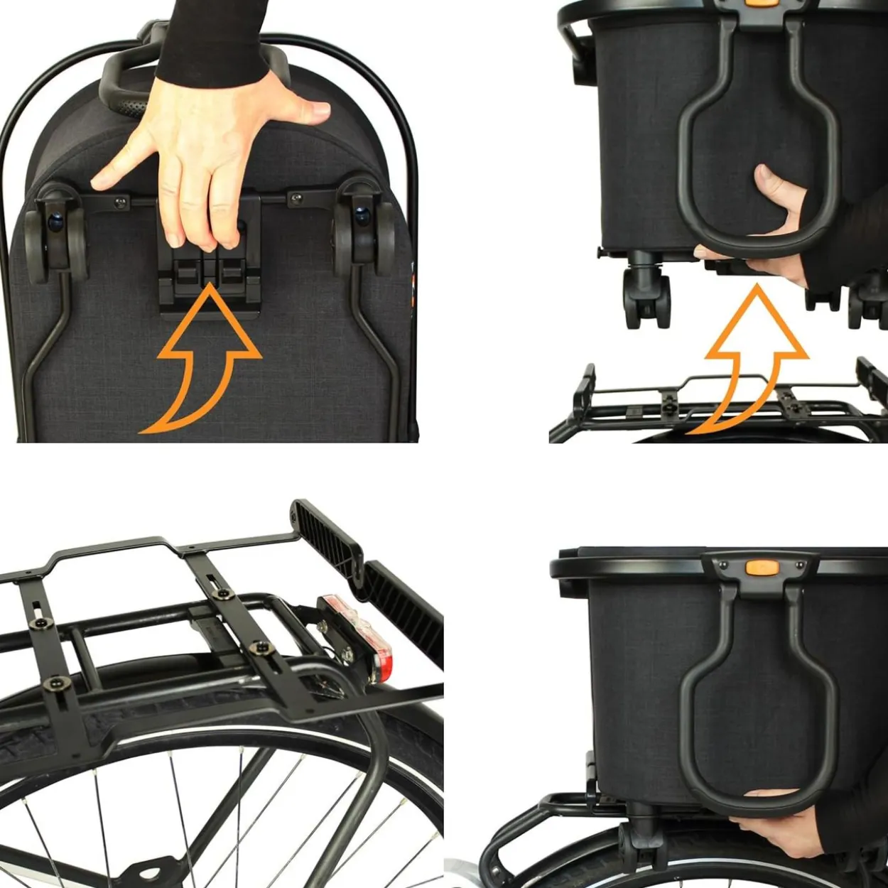 Fahrradkorb Multi 2in1, faltbarer Einkaufstrolley mit Rollen