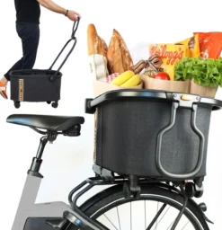 Fahrradkorb Multi 2in1, faltbarer Einkaufstrolley mit Rollen