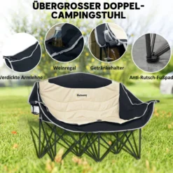 Faltstuhl faltbar 2 Sitzer Campingstuhl mit Getränkehalter Tragetasche Outdoor
