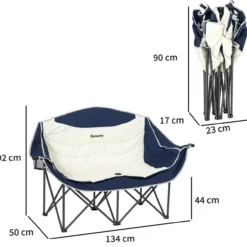 Faltstuhl faltbar 2 Sitzer Campingstuhl mit Getränkehalter Tragetasche Outdoor