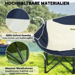 Faltstuhl faltbar 2 Sitzer Campingstuhl mit Getränkehalter Tragetasche Outdoor