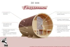 Fasssauna Leana inkl. Ofen 9 kW integr. Strg