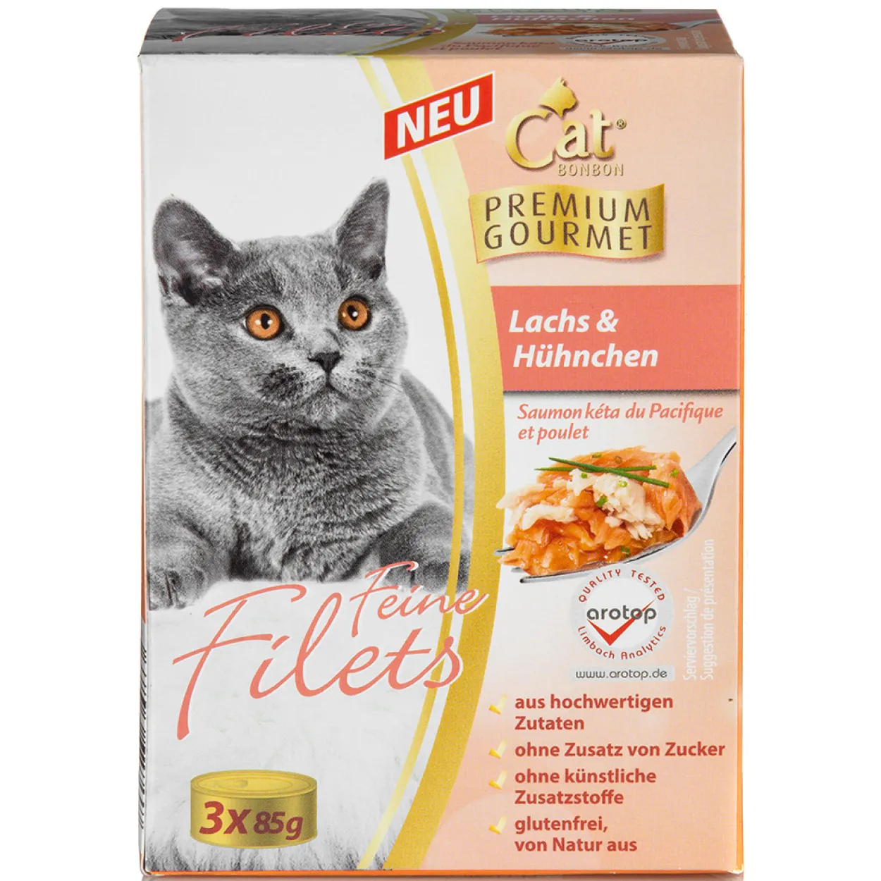 Feine Filets, Lachs & Hühnchen, 3 x 85 gr.
