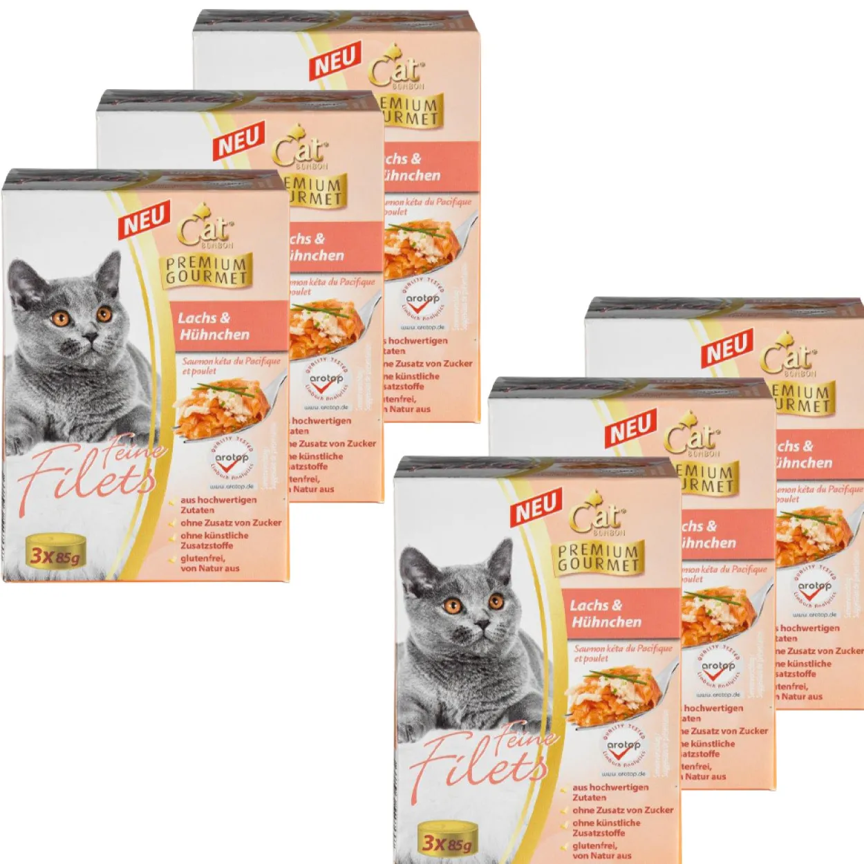 Feine Filets, Lachs & Hühnchen, 3 x 85 gr. - 6er Set