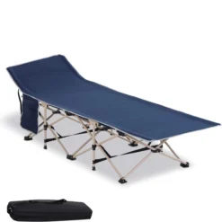 Feldbett mit Aufbewahrungstasche, faltbar, Inkl. Tragetasche, Stahl Oxford, Blau, 190 x 68 x 52 cm