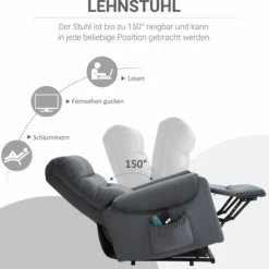 Fernsehsessel Metall Dunkelgrau 83 x 93 x 110 cm