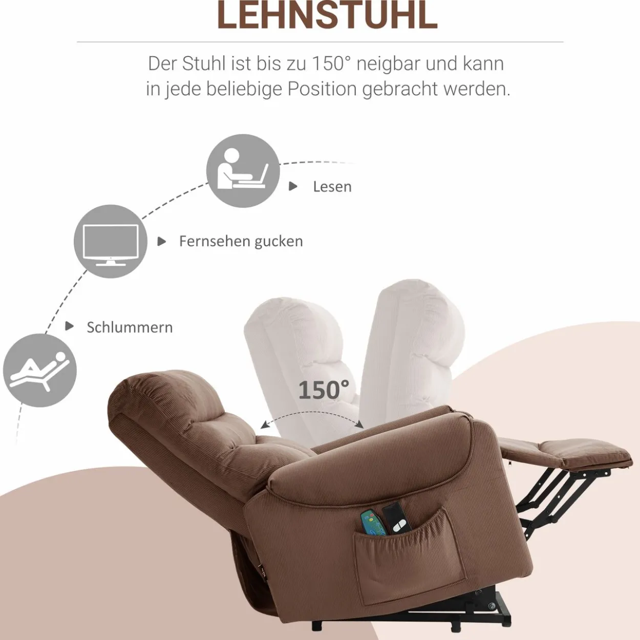 Fernsehsessel Metall Hellbraun 83 x 93 x 110 cm