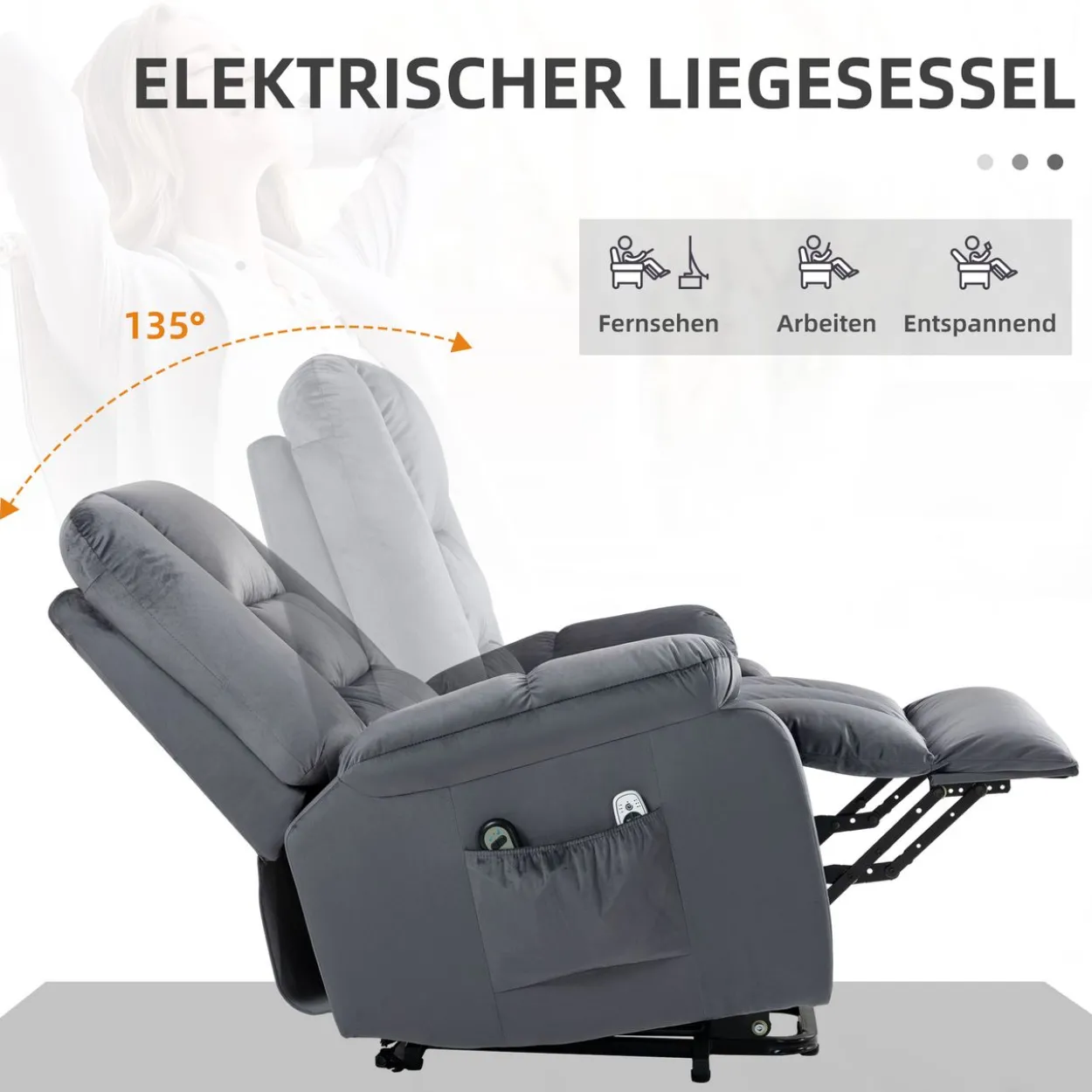 Fernsehsessel mit Aufstehhilfe Elektrisch Relaxsessel mit Massagefunktion