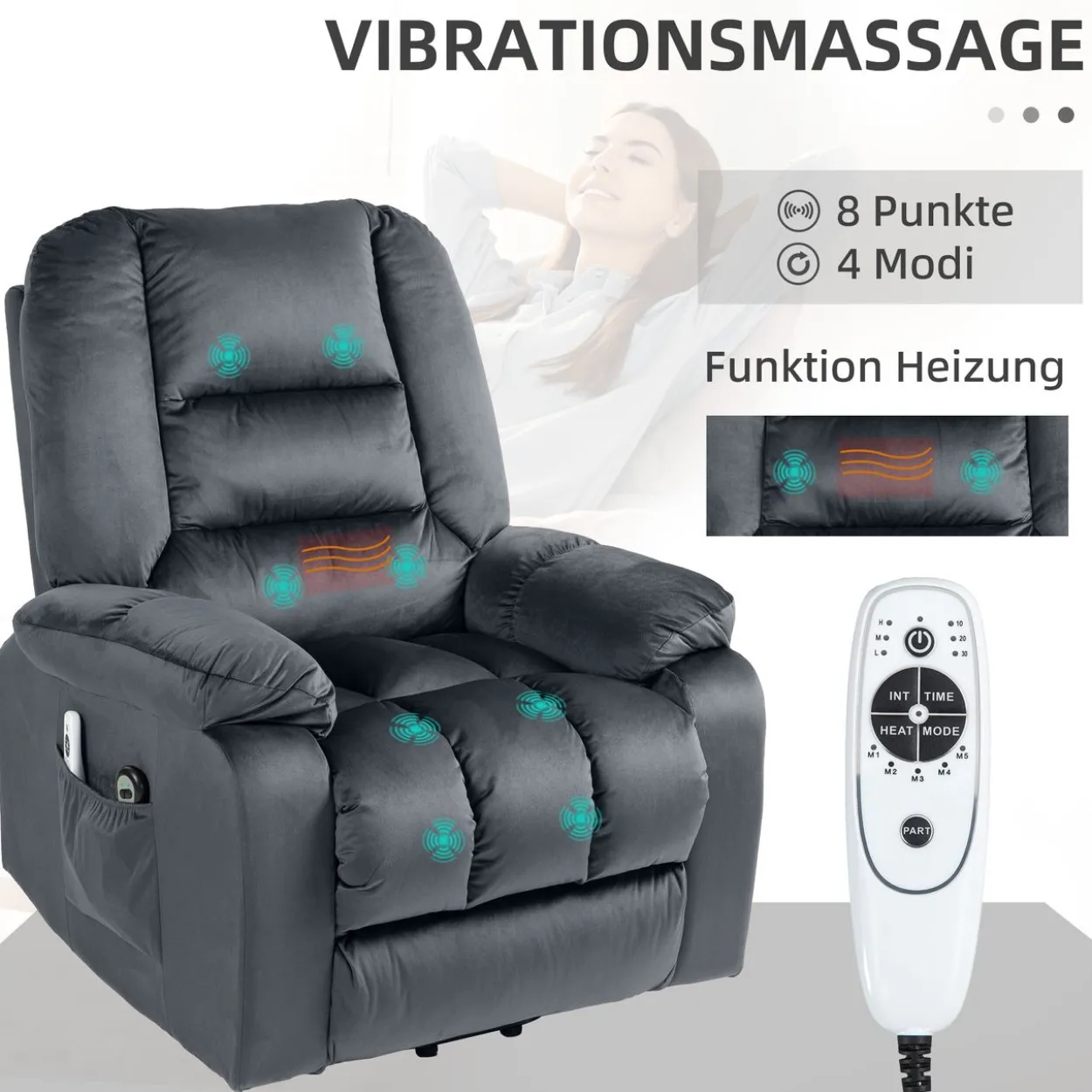 Fernsehsessel mit Aufstehhilfe Elektrisch Relaxsessel mit Massagefunktion