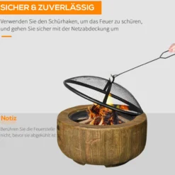Feuerschale Feuerstelle mit Deckel Feuerkorb mit Schürhaken