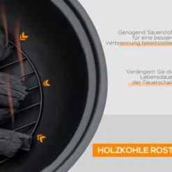 Feuerschale Feuerstelle mit Deckel Feuerkorb mit Schürhaken