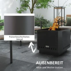 Feuerschale Feuerstelle rauchfreier Feuerkorb mit Schürhaken Metall