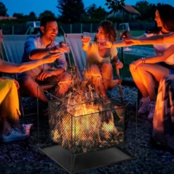 Feuerschale modern Feuerkorb rechteckig für Garten Camping BBQ Metall Schwarz 45 x 45 x 43 cm