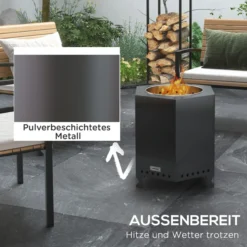 Feuerschale rauchfrei Tischfeuer Feuerstelle mit Schürhaken für Garten