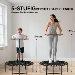 Fitness Trampolin klappbar Ø102 cm Mini Trampoline mit Haltegriff