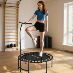 Fitness Trampolin klappbar Ø102 cm Mini Trampoline mit Haltegriff