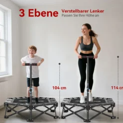 Fitness Trampolin klappbar Ø104 cm Mini Trampoline mit Höhenverstellbar Griff