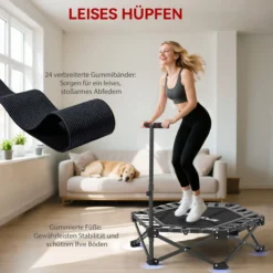 Fitness Trampolin klappbar Ø104 cm Mini Trampoline mit Höhenverstellbar Griff