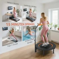Fitness-Trampolin, klappbar mit Haltegriff