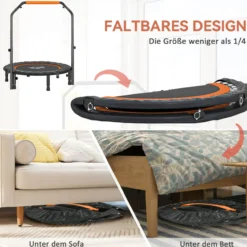 Fitness-Trampolin, klappbar mit Haltegriff