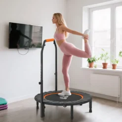 Fitness-Trampolin, klappbar mit Haltegriff