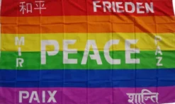 Flagge Peace 7 Sprachen 90 x 150 cm