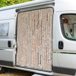 Flauschvorhang 90x200cm beige-braun-weiß meliert, Fliegenschutz, Türvorhang Wohnwagen
