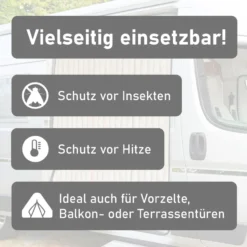 Flauschvorhang 90x200cm beige-weiß meliert, Fliegenschutz, Türvorhang Wohnwagen