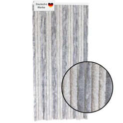 Flauschvorhang 90x200cm grau-hellgrau, Fliegenschutz, Türvorhang Wohnwagen